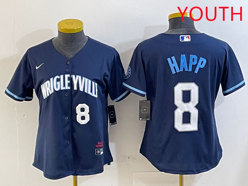 Youth Chicago Cubs #8 Happ Blue City Edition Game 2025 Nike MLB Jersey style 6->youth mlb jersey->Youth Jersey